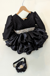 Black swan dress with full sleeves